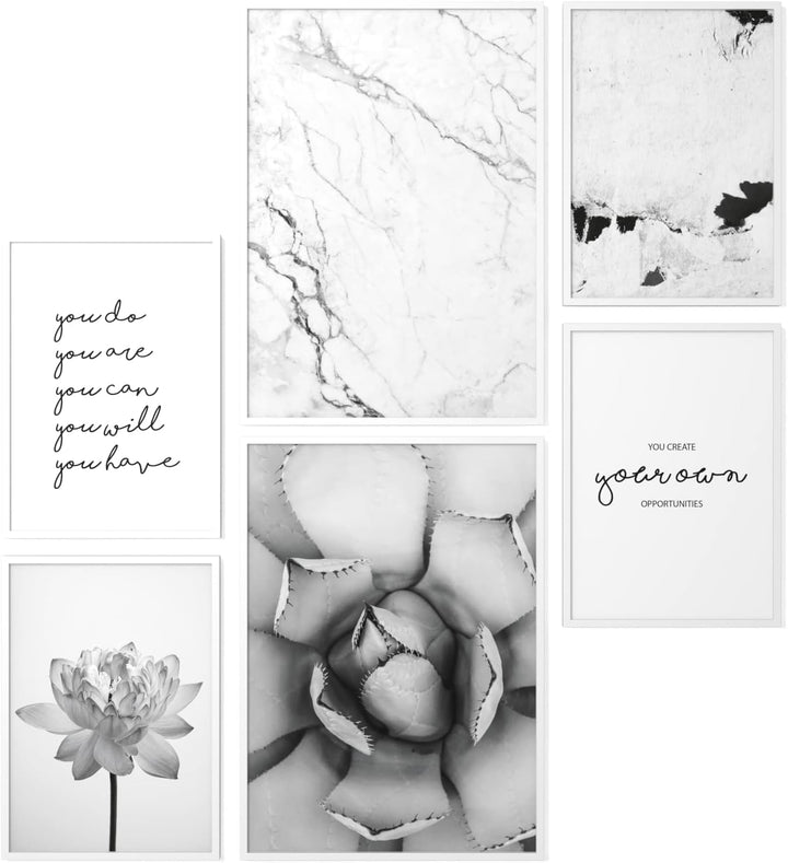 Papierschmiede® Mood Poster Set Unity Schwarz-Weiss, Fertiges Bilder Set mit Rahmen (Holz, weiss), W