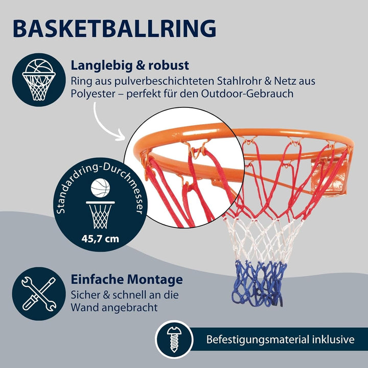 HUDORA Basketball-Set Slam It - Basketballset mit Korb, Basketball Grösse 7 & Handpumpe - robuster B