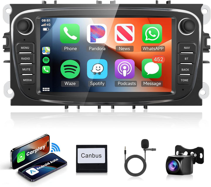 2G+64G Wireless Carplay Android 13 Autoradio für Ford Focus II mk2 Mondeo S-Max C-Max Galaxy Kuga mi