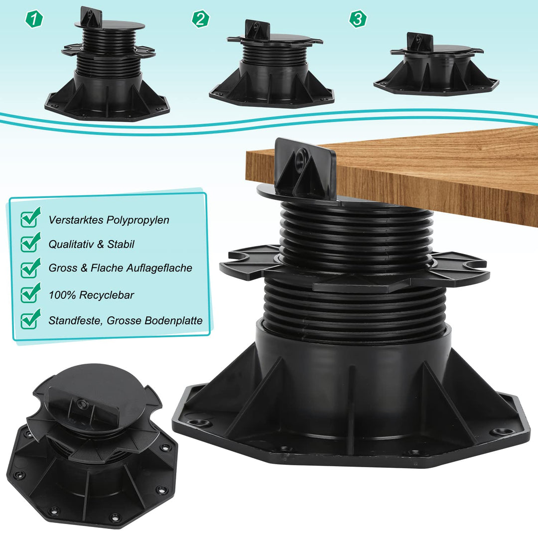 Daromigo Stelzlager Terrassenlager, 10 Stück Höhenverstellbar 60-140mm Stellfüsse Terrassenlager, Pl