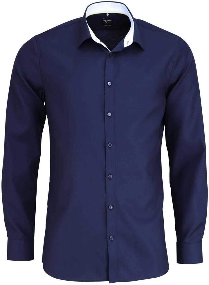 OLYMP No. Six super Slim Hemd Langarm Stretch bügelleicht Nachtblau, Nachtblau