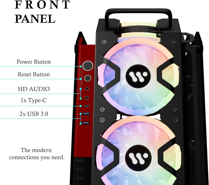 KEDIERS C570 Premium Gaming PC Gehäuse– ATX Tower PC Gaming ehäuse aus gehärtetem Glas (mit 7 RGB-Lü