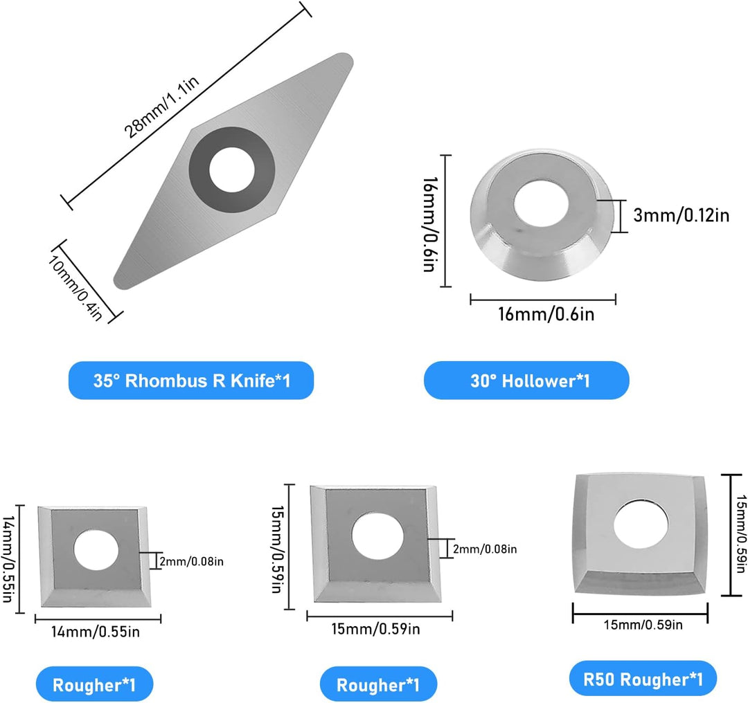 Hartmetall Wendeschneidplatten 5 Stück,CEIEVER Wendeplatten Hartmetall mit M4+M5+M6 Schrauben CNC Ha