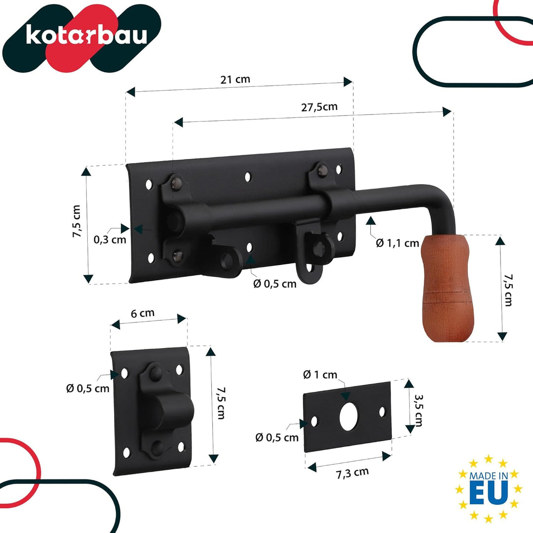 KOTARBAU® Torriegel 280mm Rechts Links Set 2St. mit Vorhängeschloss Türriegel Bolzenriegel Schlossri