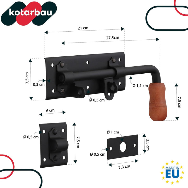 KOTARBAU® Torriegel 280mm Rechts Links Set 2St. mit Vorhängeschloss Türriegel Bolzenriegel Schlossri