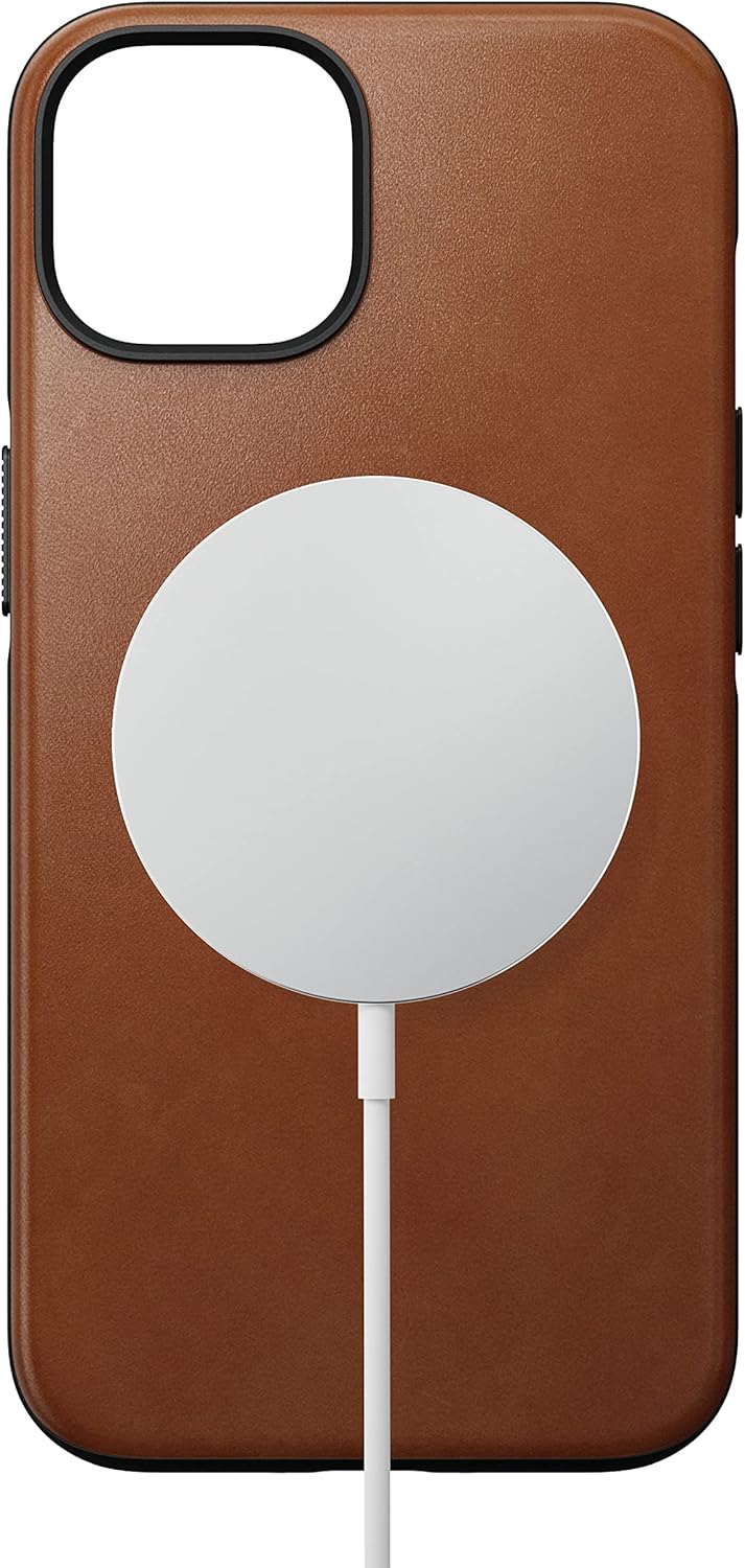 NOMAD Modern Leather Case für iPhone 14 | Schutzhülle aus Polycarbonat und hochwertigem Echtleder |