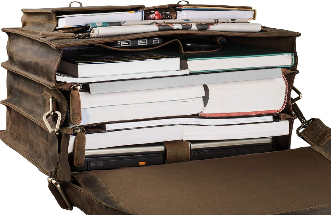 STILORD 'Marius' Klassische Lehrertasche Leder Schultasche XL gross Aktentasche zum Umhängen Busines