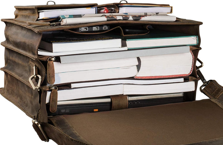 STILORD 'Marius' Klassische Lehrertasche Leder Schultasche XL gross Aktentasche zum Umhängen Busines