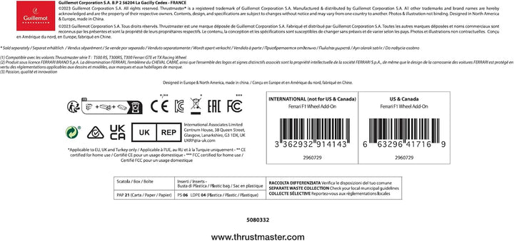 Thrustmaster F1 Wheel Add on für PS5 / PS4 / Xbox Series X|S/Xbox One/PC - Offiziell Ferrari lizenzi