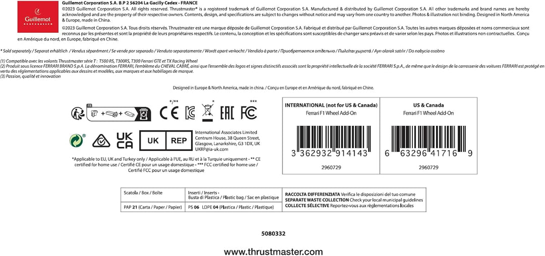 Thrustmaster F1 Wheel Add on für PS5 / PS4 / Xbox Series X|S/Xbox One/PC - Offiziell Ferrari lizenzi
