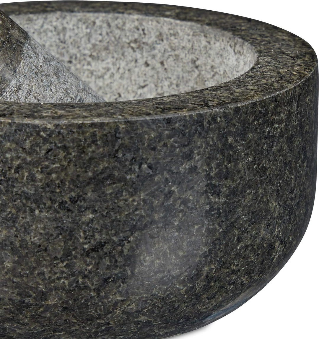 Relaxdays Granit Mörser mit Stössel, robust & langlebig, Gewürze, Kräuter, polierter Steinmörser, Ø