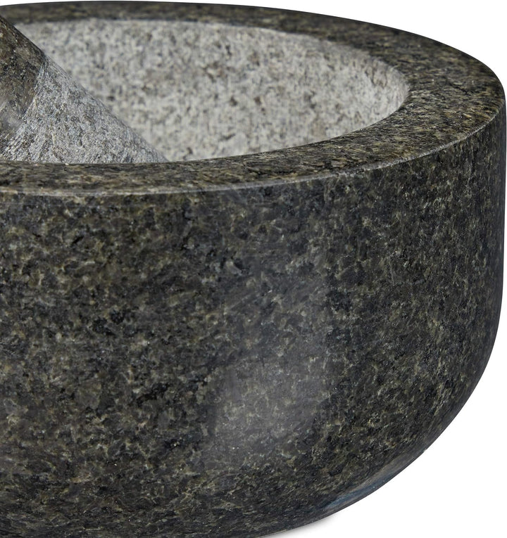 Relaxdays Granit Mörser mit Stössel, robust & langlebig, Gewürze, Kräuter, polierter Steinmörser, Ø