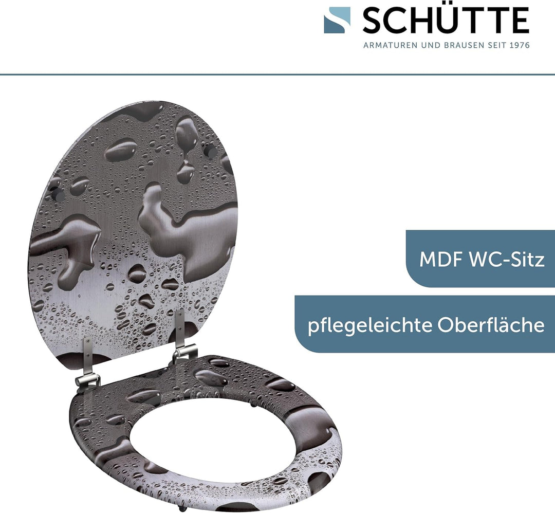 SCHÜTTE 80023 Sitz Holzkern GREY STEEL, Toilettensitz ist passend für alle handelsüblichen WC-Becken