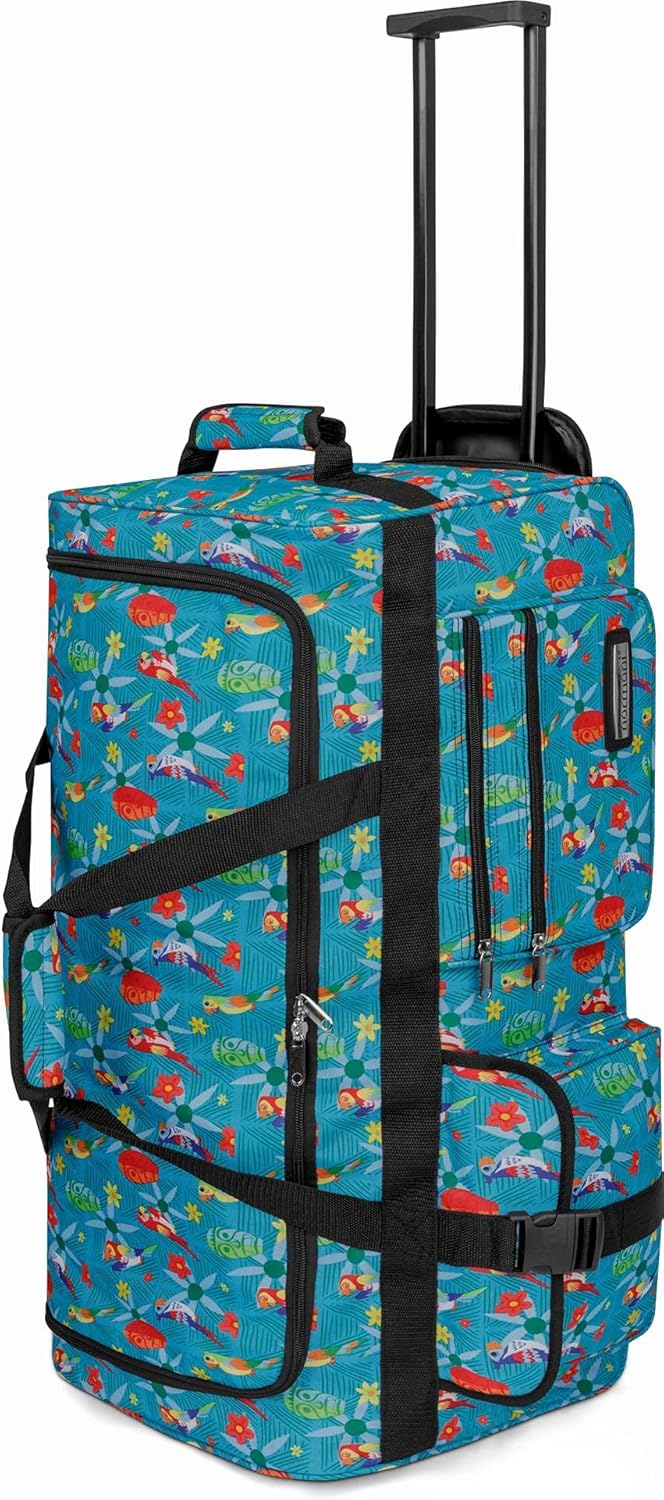 normani Jumbo Reisetasche XXL Trolly mit Rollen aus robustem Material Farbe Papagei / 80 Liter Papag