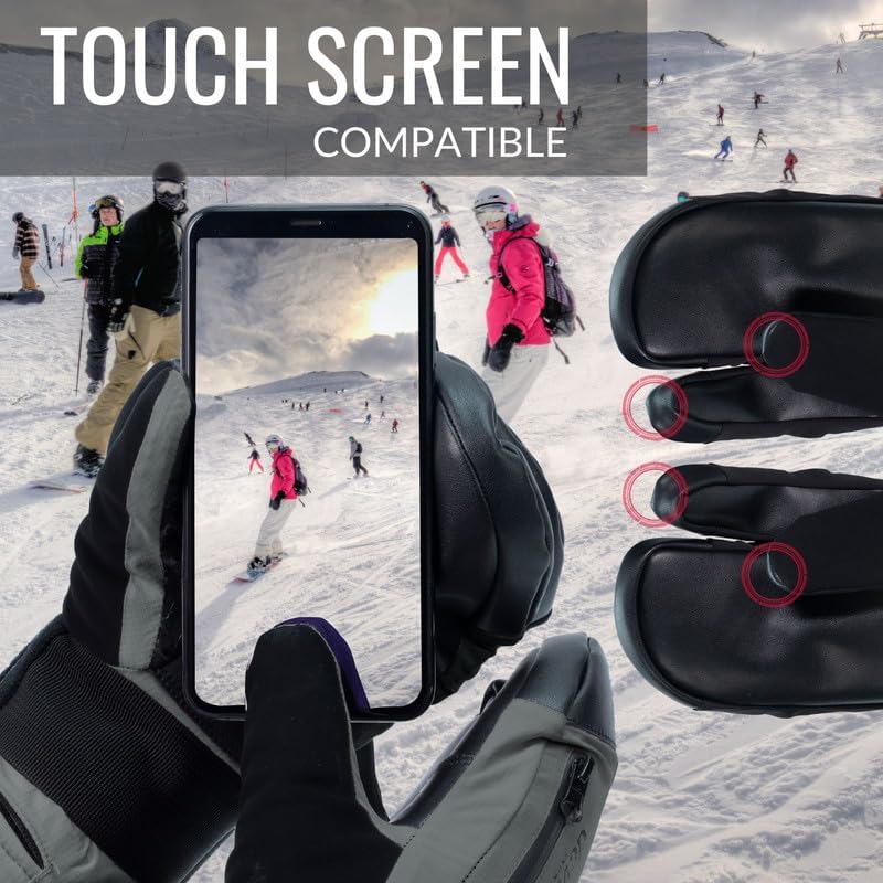 devembr 3-Finger-Skihandschuhe mit Handgelenkschutz, Warme Snowboardhandschuhe für Herren und Damen