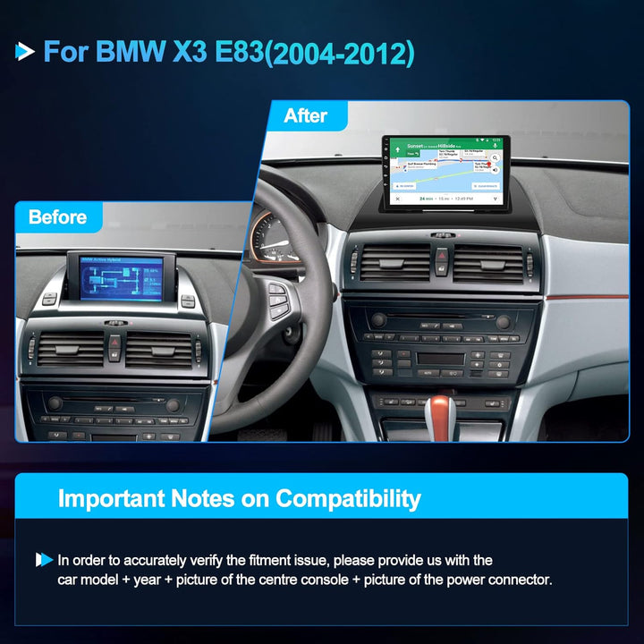 CAMECHO Android Autoradio mit Navi für BMW X3 E83 (2004-2012),Autoradio Doppel Din mit 9 Zoll Bildsc