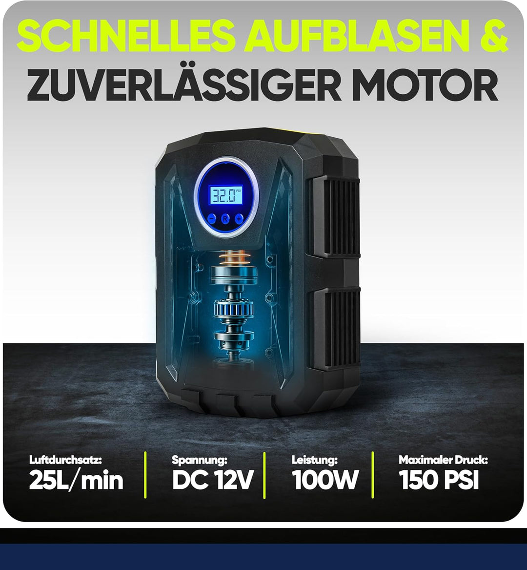 Fortem Tragbarer Kompressor Autoreifen, Kompressor Fahrrad, 12V Autoreifen Pumpe und Fahrradpumpe El