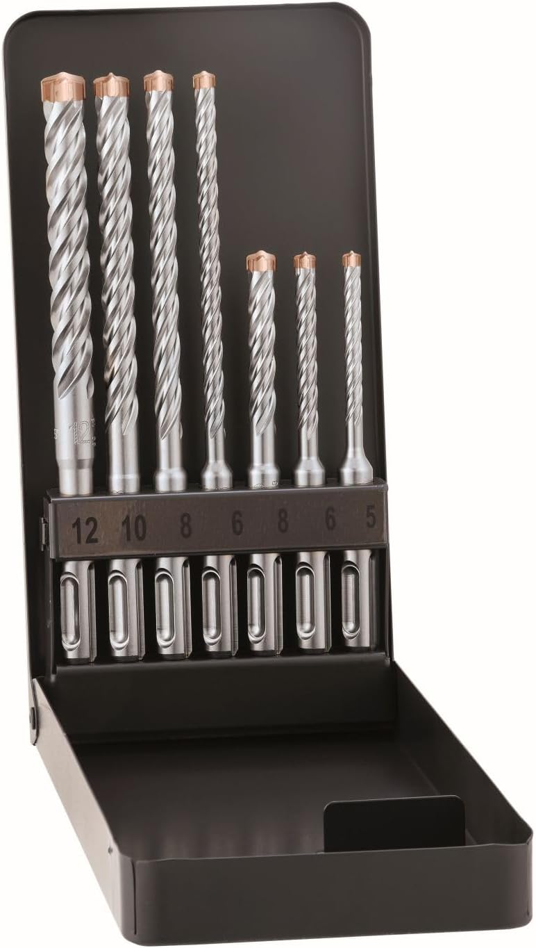 Alpen SDS-plus Hammerbohrerset FORCE X KM 7 mit Metallkassette (7-tlg, 4 Schneiden, Ø 5.0-12.0mm) 00
