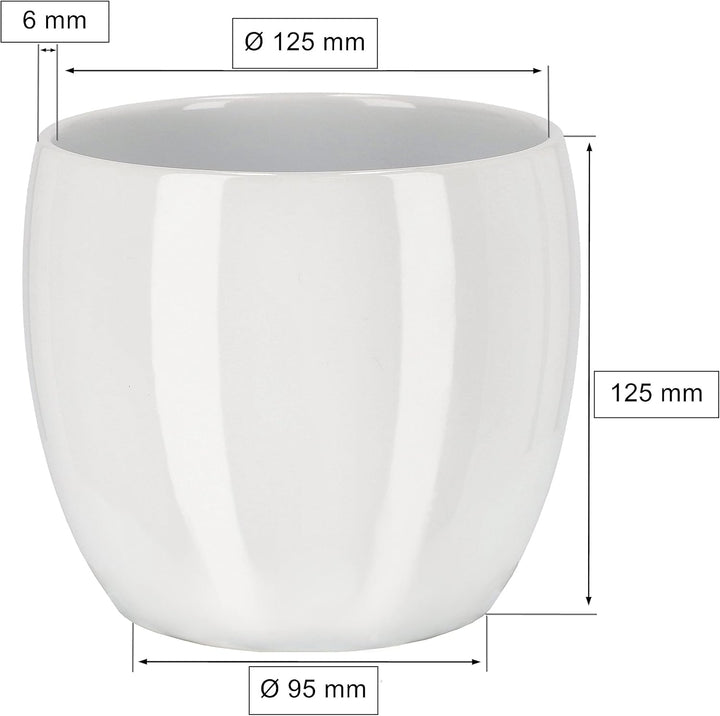 KOTARBAU® 2er Set Keramik-Blumentopf Übertopf für Blumen Pflanzen ⌀ 10 cm ⌀ 13 cm Weiss ⌀ 10 Cm + ⌀