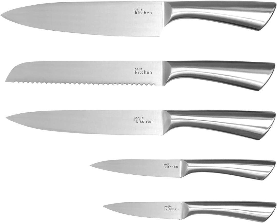 Joeji's Kitchen 5-in-1 Messerset aus Edelstahl - Scharfe Küchenmesser Set mit Brotmesser Kochmesser