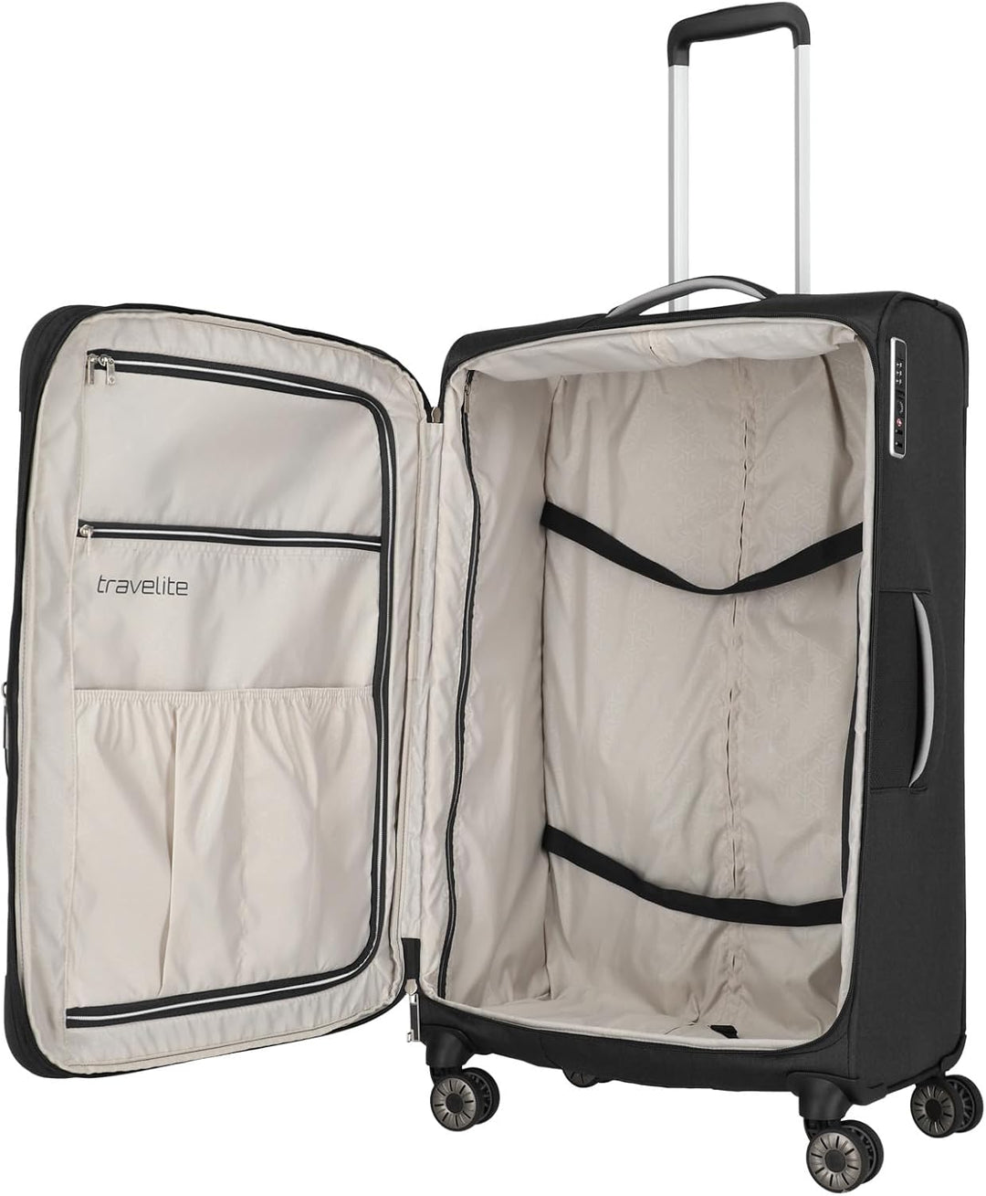 TRAVELITE MIIGO 4w Trolley L, exp., Black, Unisex-Erwachsene Gepäck- Koffer, Black, Talla única - 92