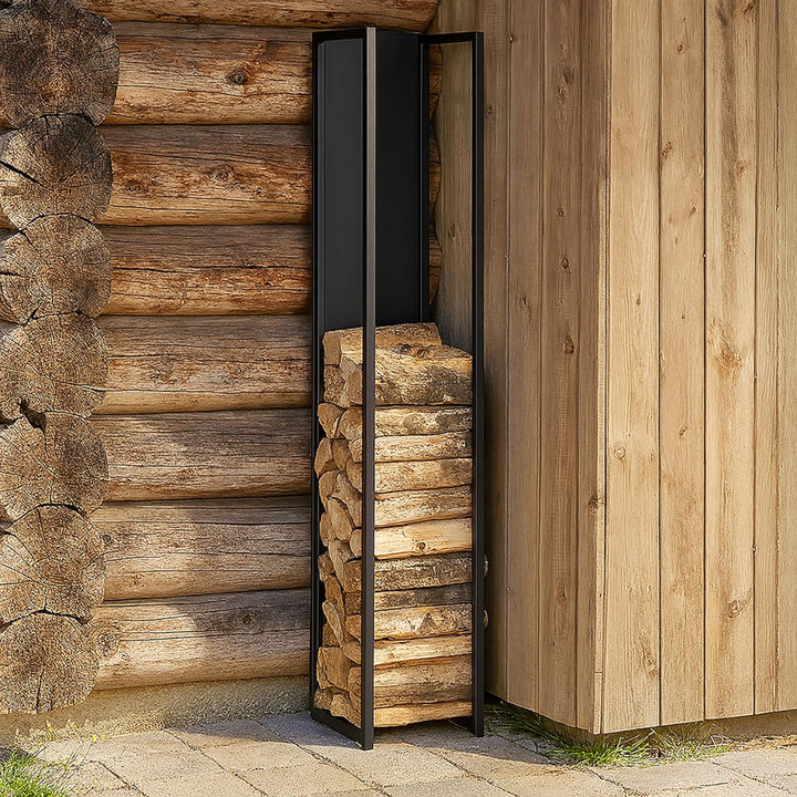 Relaxdays Kaminholzregal Metall, Brennholzregal hoch, für Feuerholz, Stapelholz, Brennholz, HBT: 157