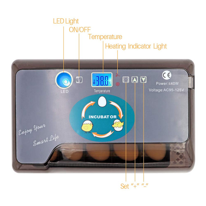 MUALROUS Inkubator Ei Vollautomatischer Brutmaschine Hühnereier Automatischer Hühnerbrutkasten Inkub