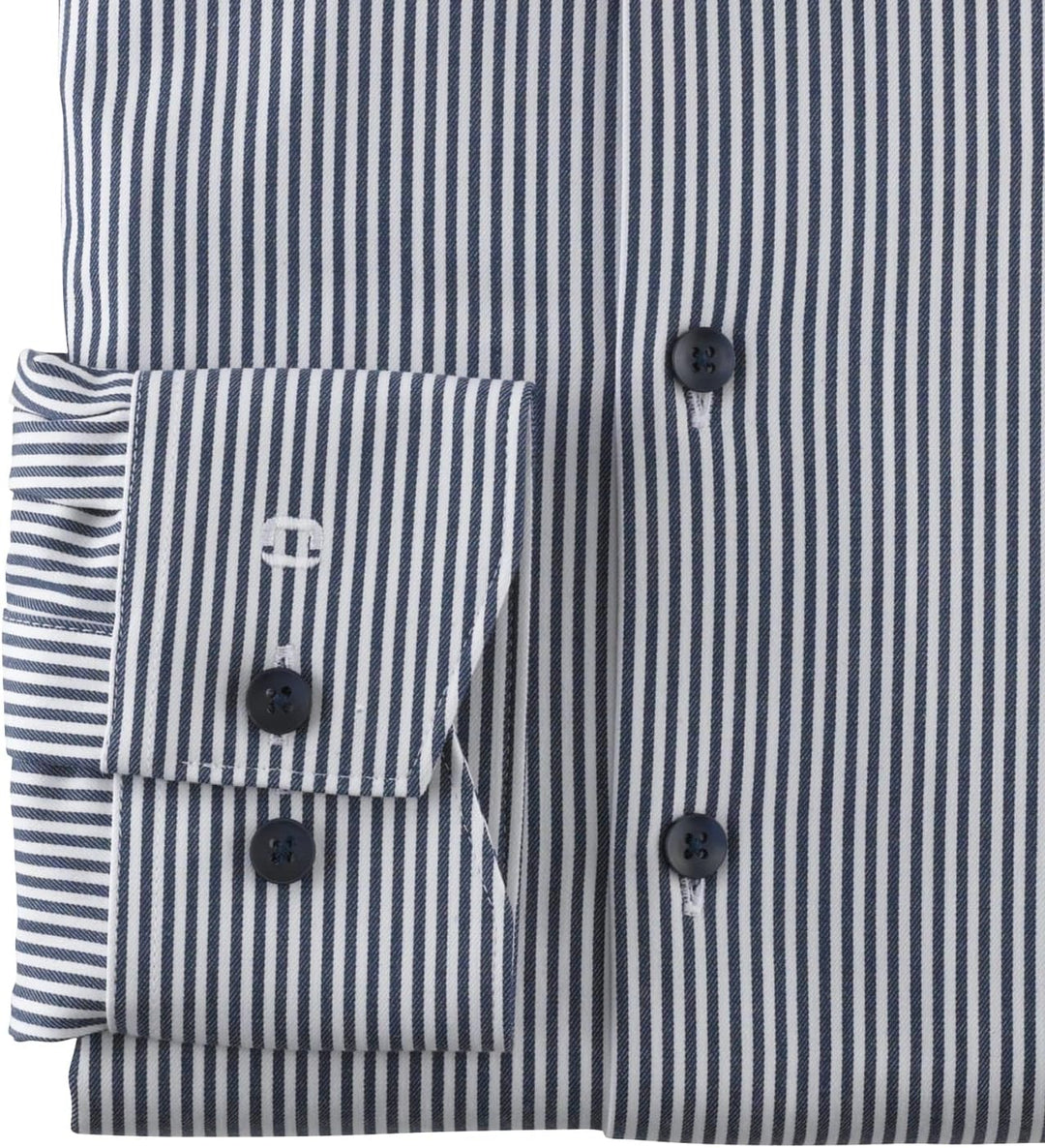 OLYMP Herren Businesshemd Langarm Luxor 24/Seven,Römer Streifen,modern fit,Global Kent 39 Dunkelblau