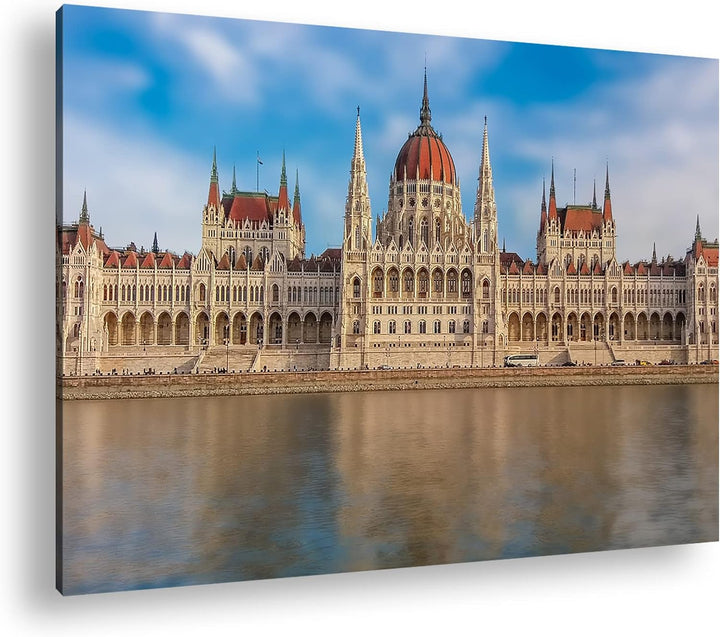 deyoli Ungarn Budapest Parlament Format: 60x40 als Leinwandbild, Motiv fertig gerahmt auf Echtholzra