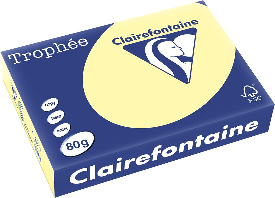 Clairefontaine 1977C - Karton mit 5 Ries Druckerpapier / Kopierpapier Trophee, intensive Farben, DIN