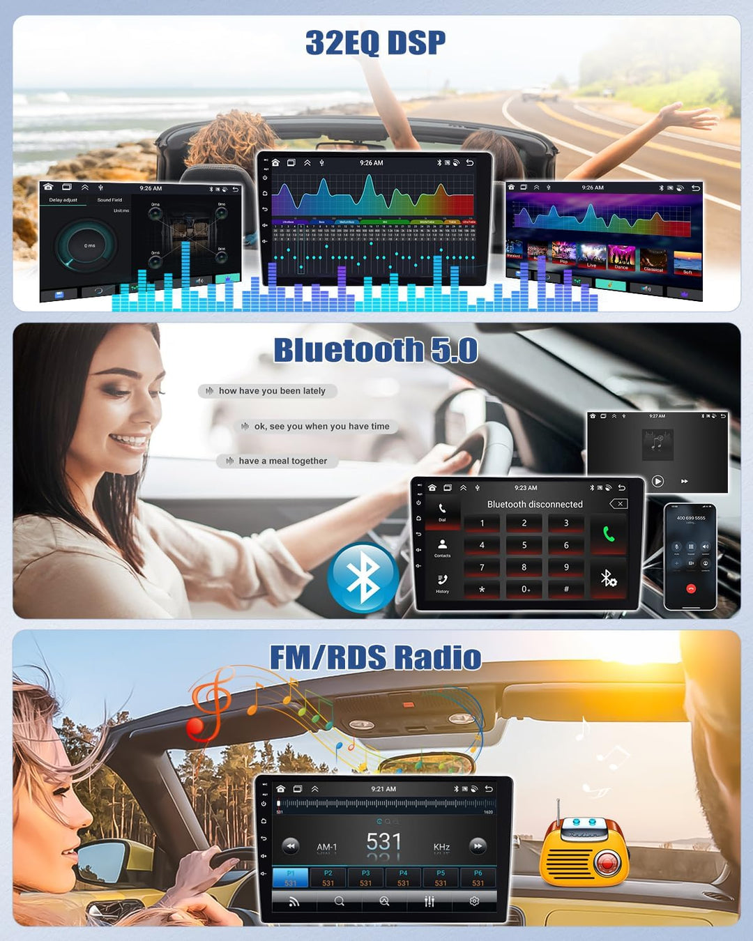 8Core 4G+64G CAEMCHO Android 13 Autoradio fĂŒr Ford Kuga/Escape 2013-2019 mit Navi Carplay Android Au