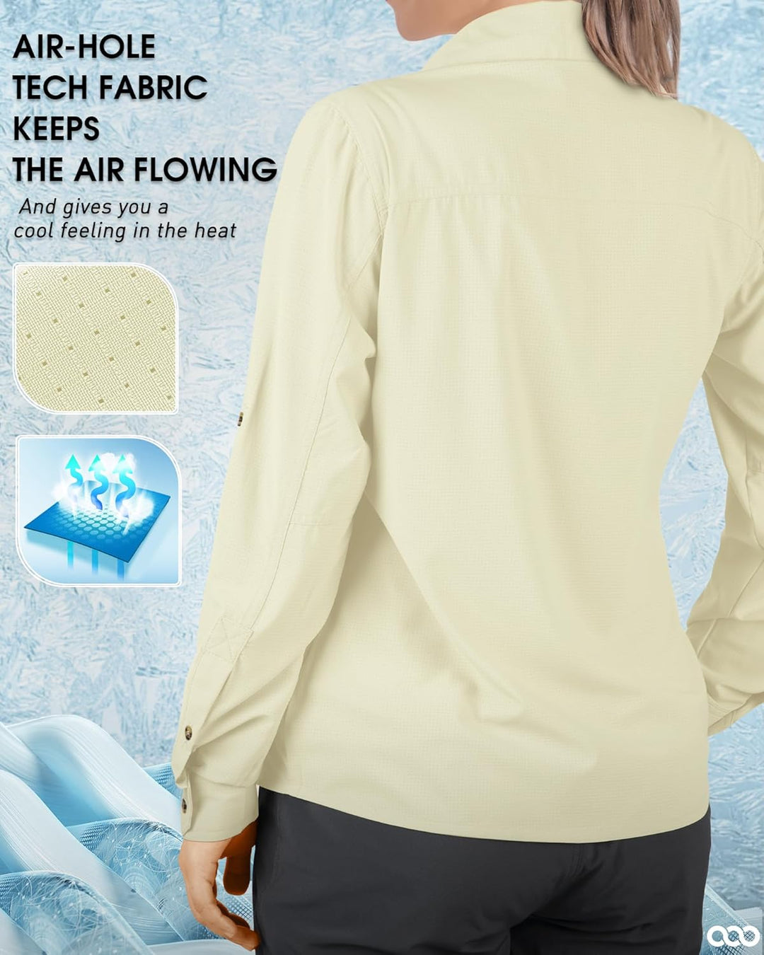33,000ft Hemd Damen UPF50+ UV Schutz Outdoorhemd Schnelltrocknend Freizeithemd Langarm Funktionshemd