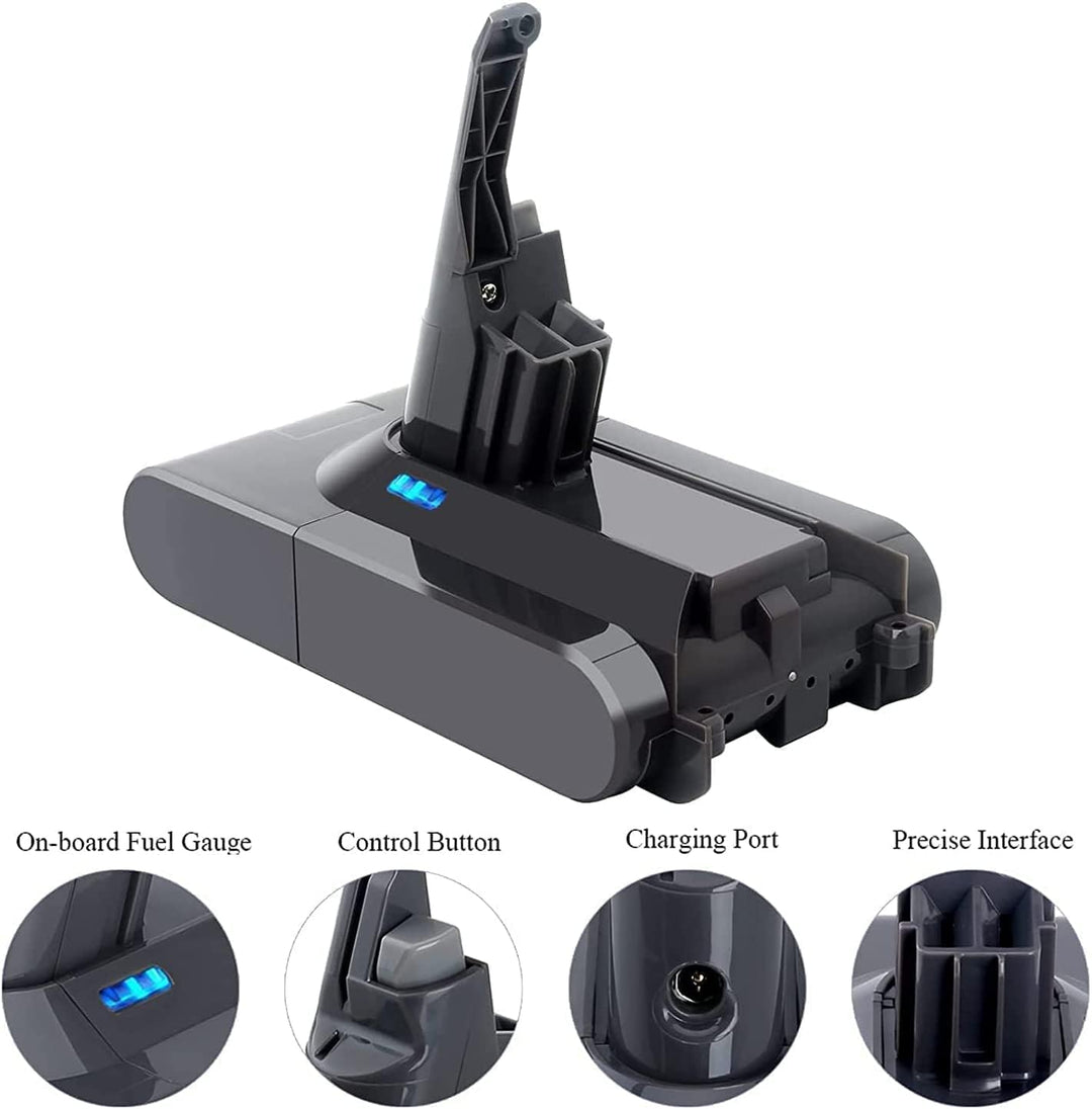 Verbesserter V8 8.0Ah/8000mAh SV10 Akku 215681 Ersatz kompatibel für Dyson V8 Animal/Absolute/Motorh