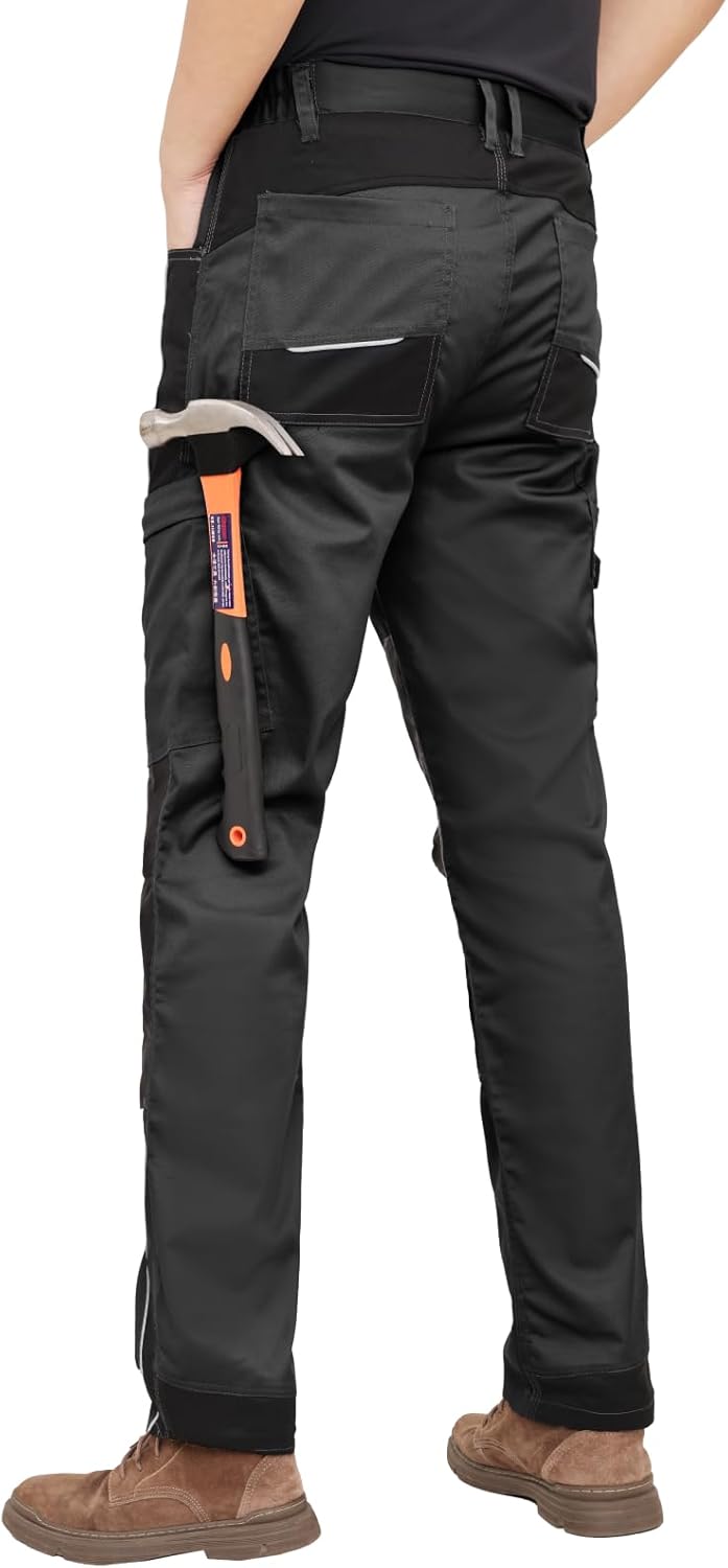 WORK IDEA Herren Stretch-Arbeitshose mit zahlreichen Taschen und Werkzeugtaschen Schwarz 50, Schwarz