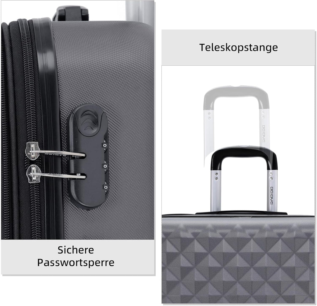 BEIBYE Zwillingsrollen 2066 Hartschale Trolley Koffer Reisekoffer Handgepäck Boardcase M (Business G