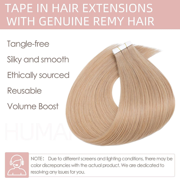 Silk-co Tape Extensions Echthaar 20stk, Haarverlängerung Tape in Extensions Echthaar, Remy Haarexten
