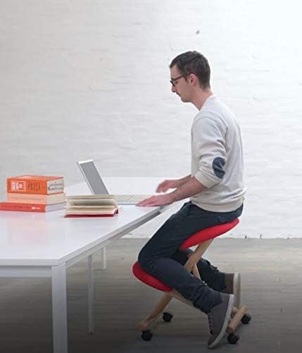 cinius Ergonomischer Stuhl Orthopädischer Kniestuhl Computerstuhl Kniehocker Stoff Schwarz/Rot Farbe