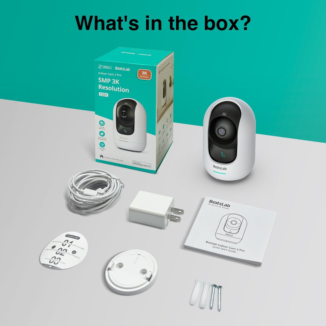 BOTSLAB 5MP Überwachungskamera Innen, 3K Babyphone mit Kamera, 2.4Ghz/5Ghz WLAN IP Kamera mit Bewegu