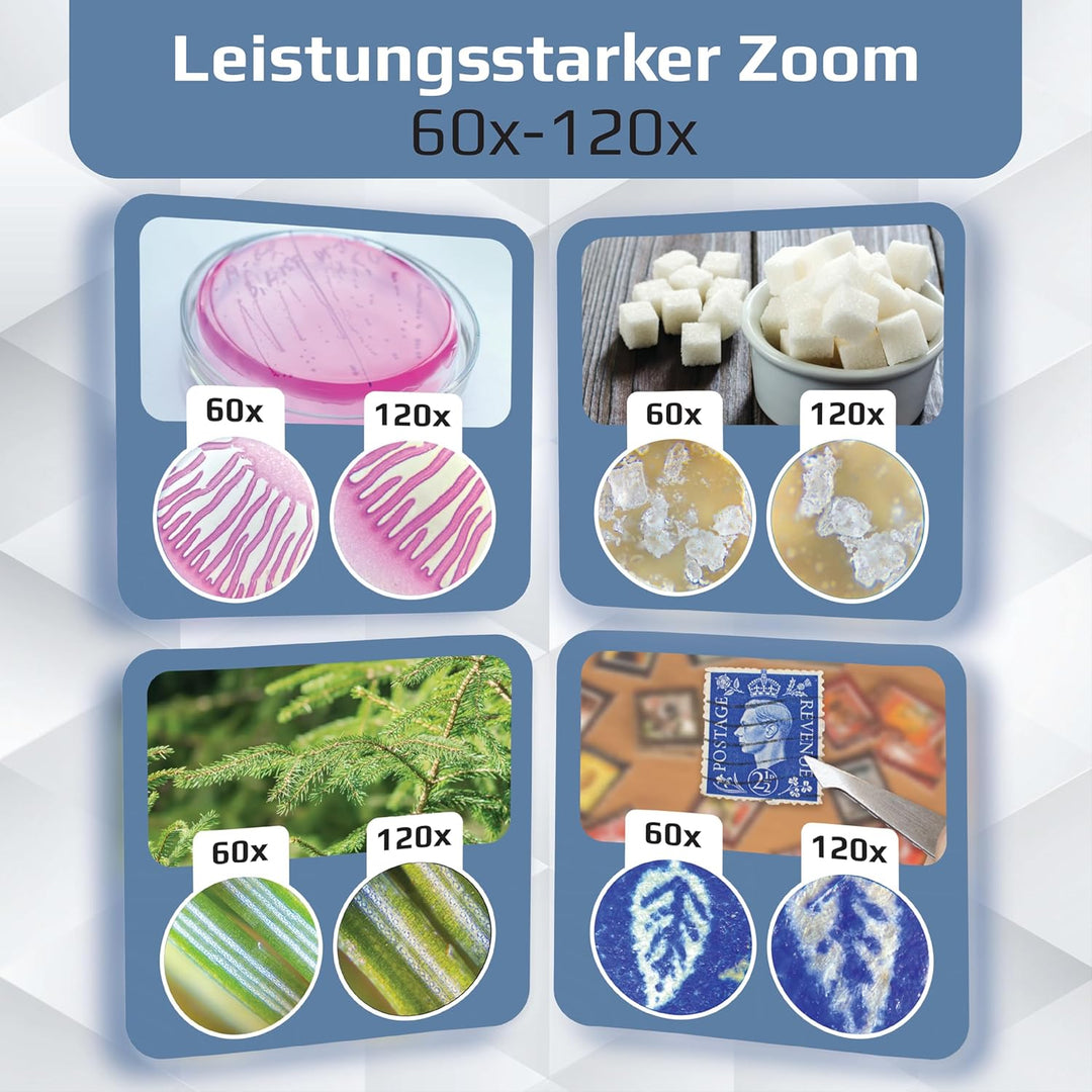 Carson MicroBrite Plus 60x-120x LED Taschenmikroskop mit asphärischem Linsensystem (MM-300) Single,