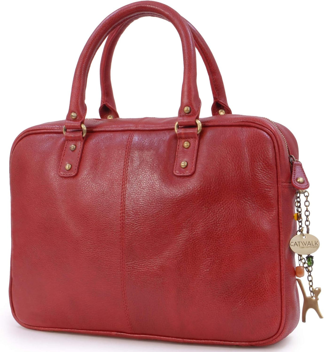 Catwalk Collection Handbags - Leder - Schultasche/Arbeitstasche/Aktentasche für Damen - Laptop/iPad