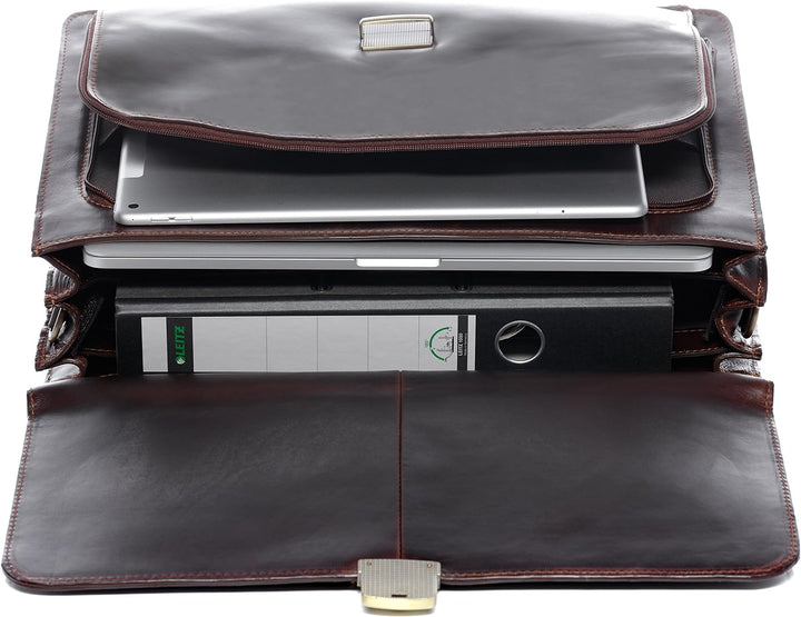 BACCINI Aktentasche Luca aus Anilin-Leder I Business-Tasche XL gross für Herren 15 Zoll Laptop-Fach