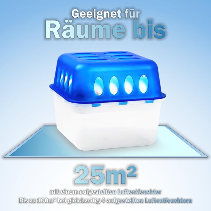 Stimo 4x Luftentfeuchter Box mit 8 Nachfüllpacks Raumentfeuchter Feuchtigkeits-Stopper mit Granulat