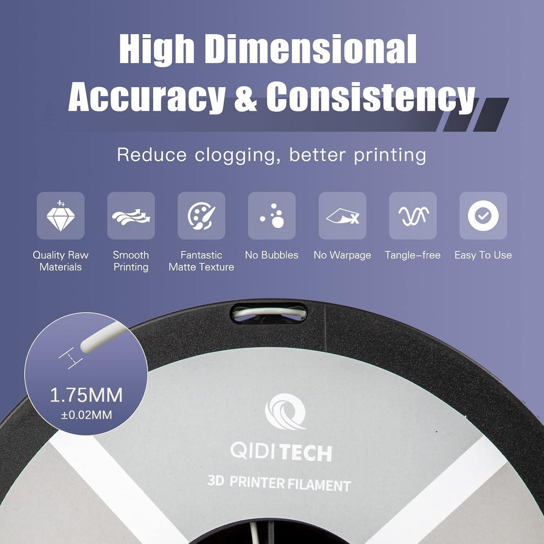 QIDI TECH Matte PLA Rapido Filament 1.75mm, PLA Matte 3D Drucker Filament 1kg Spule (2.2lbs), Geeign