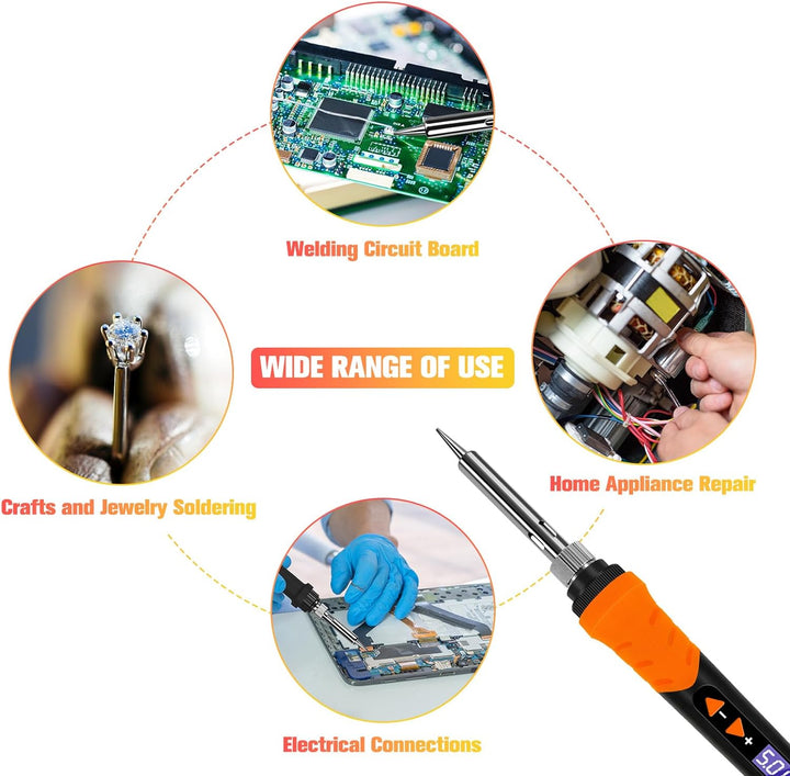 Lötkolben, 90W Lötset, LCD-12-in-1-Lötwerkzeug, einstellbare Temperatur 200–500 °C, mit 5 * austausc
