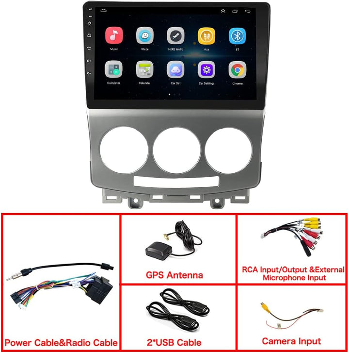 LEXXSON Carplay Radio Android Radio für Mazda 5 2005-2010 mit 9 Zoll kapazitivem Touchscreen SWC GPS