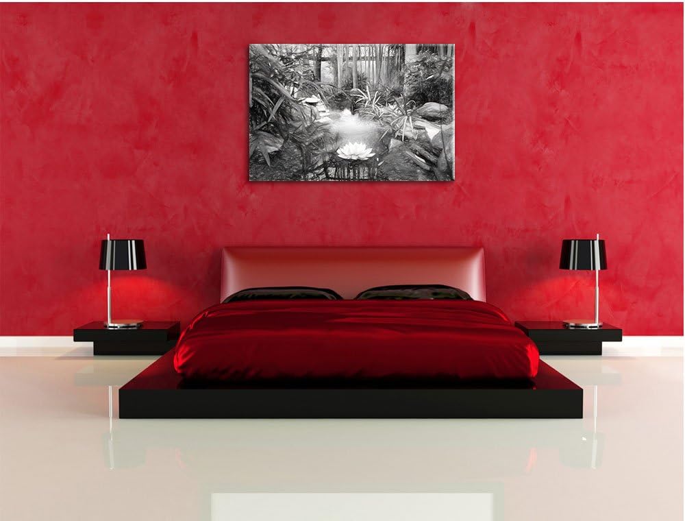 Pixxprint Zen Garten Japan Kunst / 100x70cm Leinwandbild bespannt auf Holzrahmen/Wandbild Kunstdruck