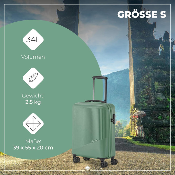 travelite 4-Rad Koffer Set 3 teilig Grössen L/M/S, Gepäck Serie BALI: ABS Hartschalen Trolleys mit T