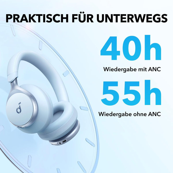 soundcore by Anker, Space One Kabellose Over-Ear Bluetooth Kopfhörer, Aktives Noise Cancelling, 2X s
