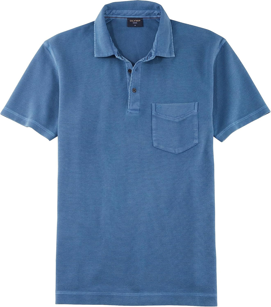 OLYMP Herren Polo-Shirt Kurzarm Casual Wirk,Uni,Regular fit S Rauchblau 13, S Rauchblau 13