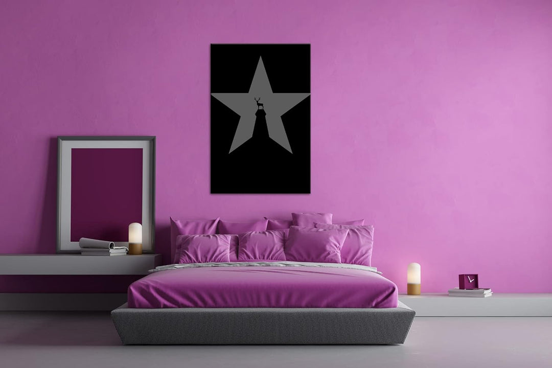 deyoli Sternen Hirsch Format: 80x60 Effekt: Schwarz&Weiss als Leinwandbild, Motiv fertig gerahmt auf